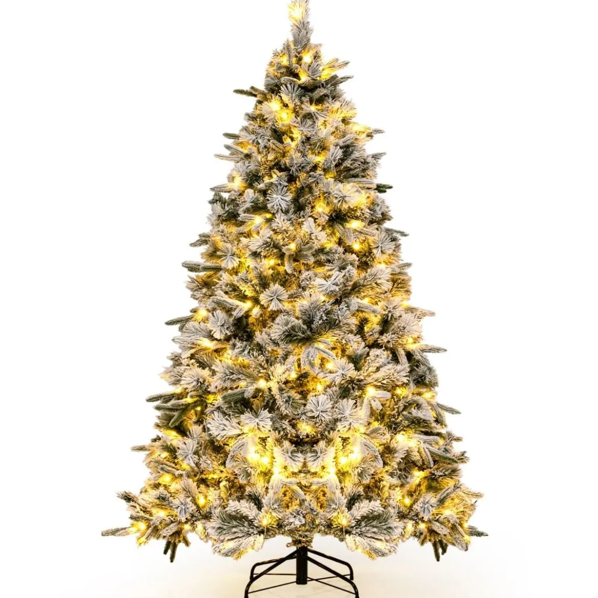 180 cm Künstlicher Weihnachtsbaum mit Schnee & 250 Warmweißen LED-Lichtern Grün