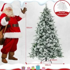 180 cm Künstlicher Weihnachtsbaum mit Schnee & 250 Warmweißen LED-Lichtern Grün