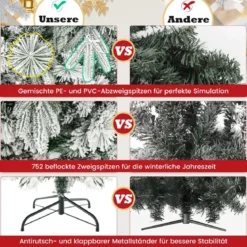 180 cm Künstlicher Weihnachtsbaum mit Schnee & 250 Warmweißen LED-Lichtern Grün
