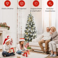 180 cm Künstlicher Weihnachtsbaum mit 200 Farbwechselnden LED-Lichtern