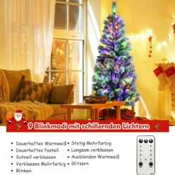 180 cm Künstlicher Weihnachtsbaum mit 200 Farbwechselnden LED-Lichtern