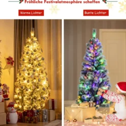 180 cm Künstlicher Weihnachtsbaum mit 200 Farbwechselnden LED-Lichtern