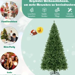 270cm Künstlicher Weihnachtsbaum mit Klappsystem & 2132 Spitzen PVC Nadeln Tannenbaum