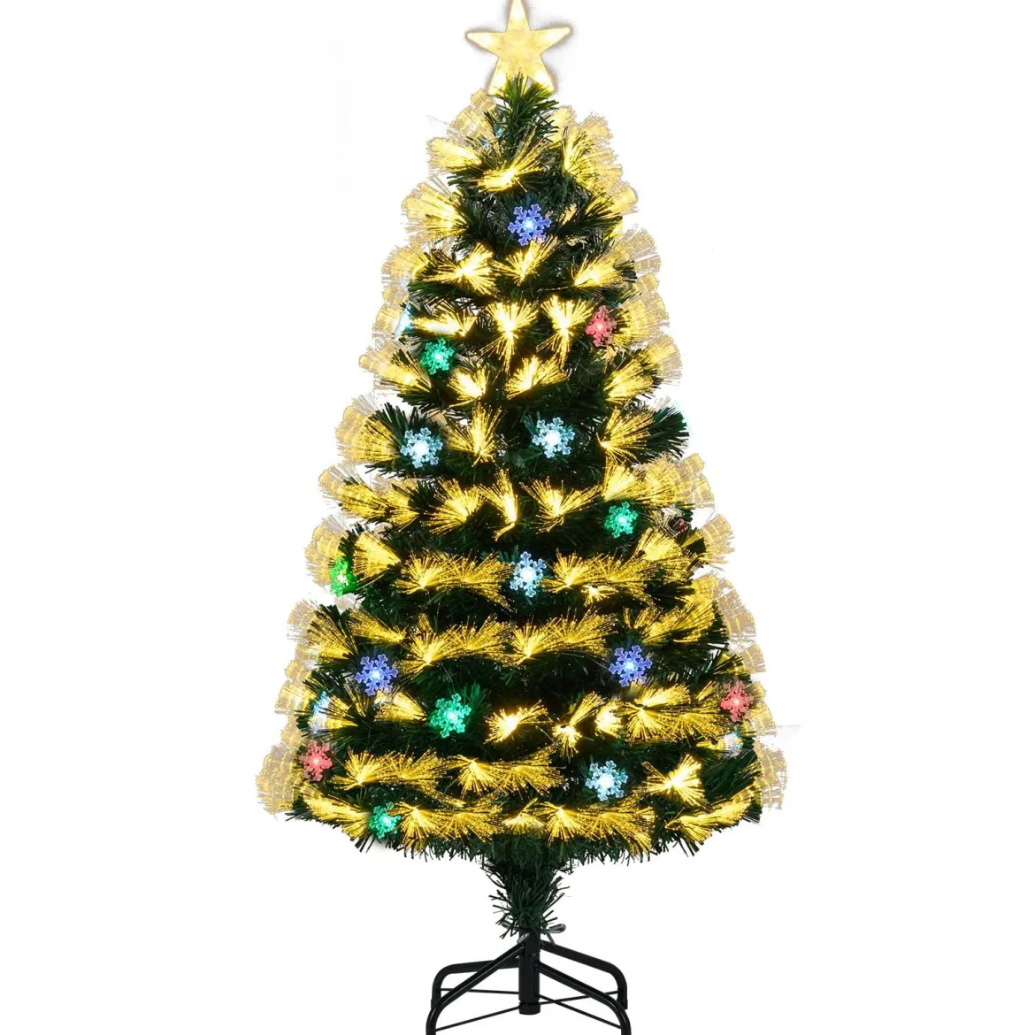 120 cm Künstlicher Weihnachtsbaum mit Beleuchtung & Sternspitze Mini Tannenbaum Christbaum