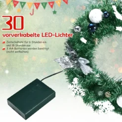 Ø 50 cm künstlicher Weihnachtskranz LED Beleuchteter Türkranz Kiefernkranz Weihnachtsgirlande