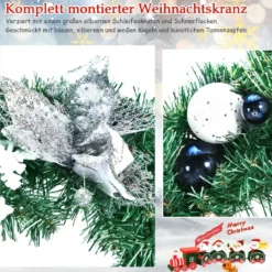 Ø 50 cm künstlicher Weihnachtskranz LED Beleuchteter Türkranz Kiefernkranz Weihnachtsgirlande