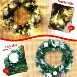 Ø 50 cm künstlicher Weihnachtskranz LED Beleuchteter Türkranz Kiefernkranz Weihnachtsgirlande