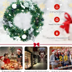 Ø 50 cm künstlicher Weihnachtskranz LED Beleuchteter Türkranz Kiefernkranz Weihnachtsgirlande