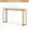 120 cm Konsolentisch mit Kunstmarmor Tischplatte & Geometrischem Metallrahmen Flurtisch Golden
