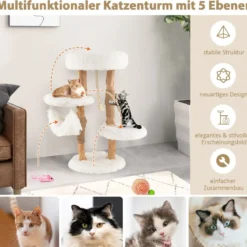 87 cm Kratzbaum aus Massivholz mehrschichtiges Katzenaktivitätszentrum