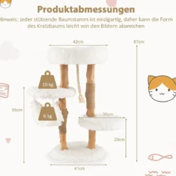 87 cm Kratzbaum aus Massivholz mehrschichtiges Katzenaktivitätszentrum
