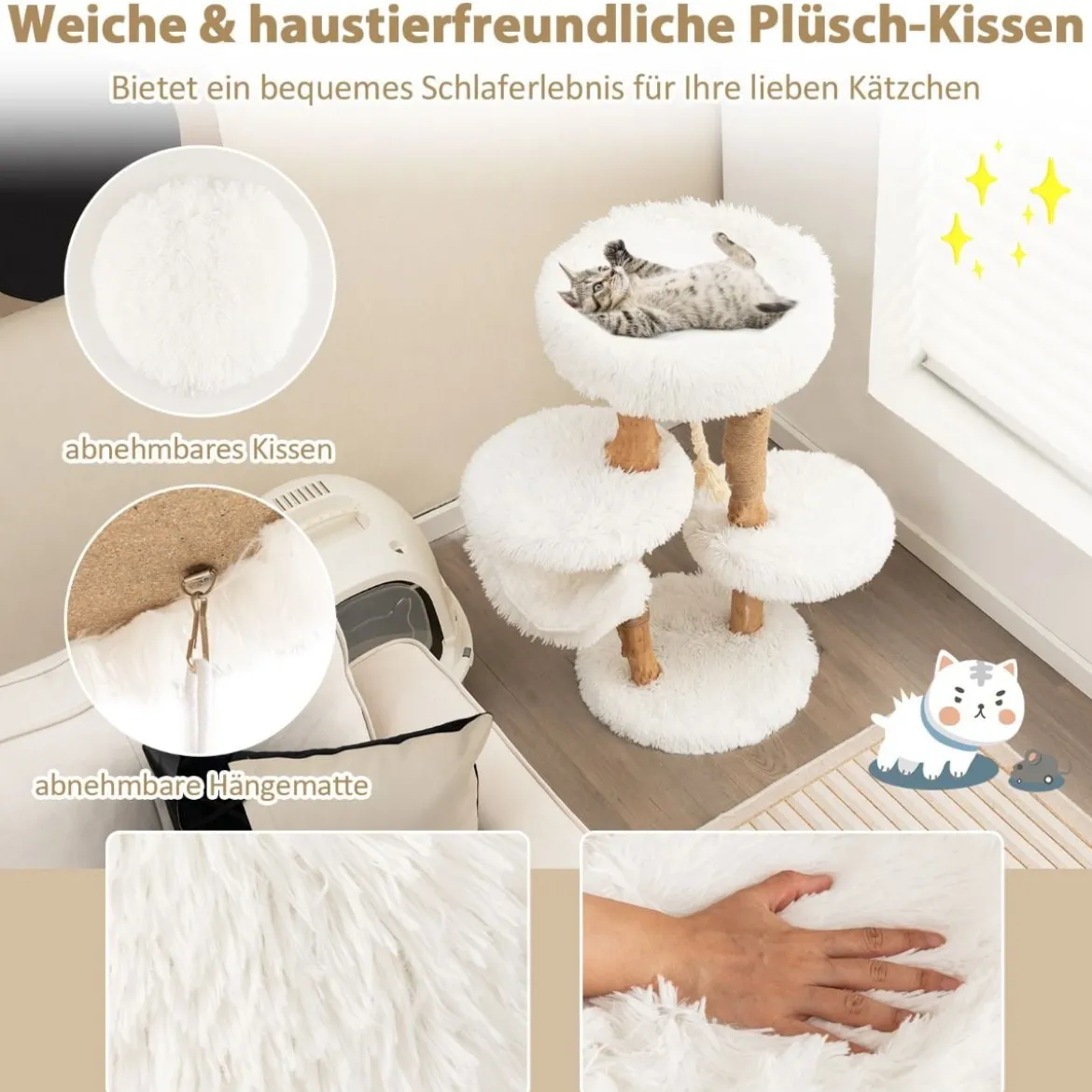 87 cm Kratzbaum aus Massivholz mehrschichtiges Katzenaktivitätszentrum