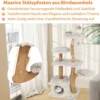 135cm Kratzbaum Holz Katzenbaum mit Katzenhöhle Plüschsitzfläche Sitzplattform & Ball Weiß