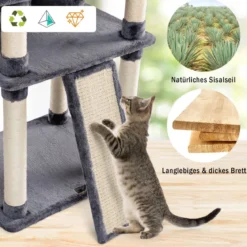 170cm Kratzbaum Kletterbaum Katzenbaum Katzenkratzbaum Kratzmöbel Kratzstämme Höhle mit Spielbälle