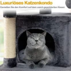 170cm Kratzbaum Kletterbaum Katzenbaum Katzenkratzbaum Kratzmöbel Kratzstämme Höhle mit Spielbälle
