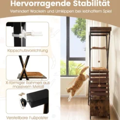 185 cm Kratzbaum mit 4 Plattformen & Höhle & Abnehmbaren Matten Katzenbaum Katzenhaus