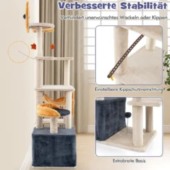 160 cm Kratzbaum mit Sisal-Kratzpfosten & -Brett & Haus Mehrstöckiger Katzenbaum Katzenturm