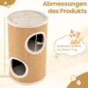 Ø 36 cm Kratztonne mit Sisal-Kratzbrett & 3 Katzenhöhlen & Plüschbett Katzentonne Beige
