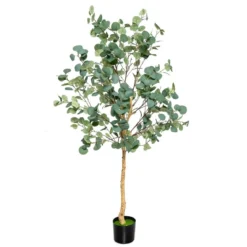 165 cm Kunstpflanze Deko Eukalyptusbaum mit Zementtopf Eukalyptus Zimmerpflanze