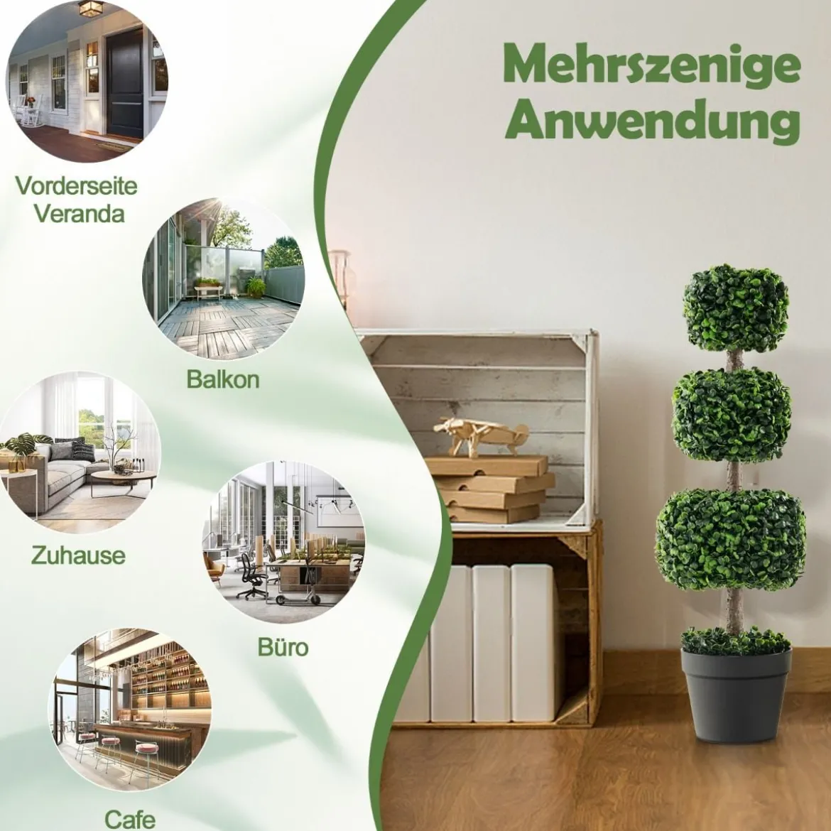 75 cm Kunstpflanze Kunstbaum mit Topf Künstliche DekopflanzeTopfpflanze Grün