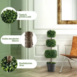 75 cm Kunstpflanze Kunstbaum mit Topf Künstliche DekopflanzeTopfpflanze Grün