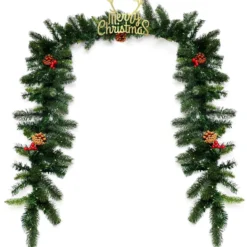 270 cm lange beleuchtete Weihnachts-Girlande Künstliche Weihnachtsgirlande Tannengirlande Grün