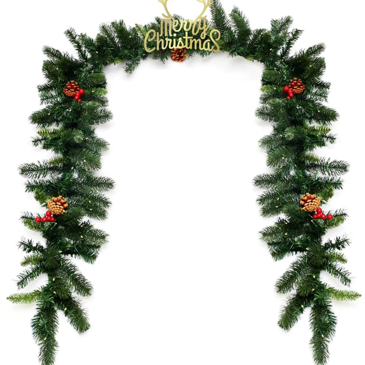 270 cm lange beleuchtete Weihnachts-Girlande Künstliche Weihnachtsgirlande Tannengirlande Grün