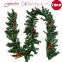 270 cm lange beleuchtete Weihnachts-Girlande Künstliche Weihnachtsgirlande Tannengirlande Grün