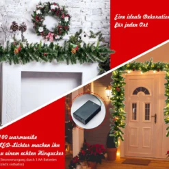 270 cm lange beleuchtete Weihnachts-Girlande Künstliche Weihnachtsgirlande Tannengirlande Grün