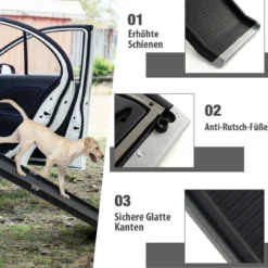 160 cm lange Faltbare Haustierrampe Tragbare Autorampe für Hunde schwarz