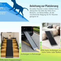 160 cm lange Faltbare Haustierrampe Tragbare Autorampe für Hunde schwarz