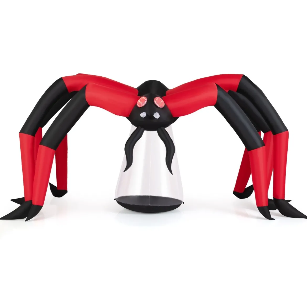 313 cm lange Halloween aufblasbare Spinne gruselige Spinnendekoration mit roten Tunnellicht-Augen & LED-Leuchte