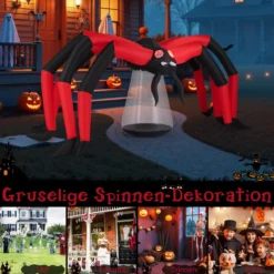 313 cm lange Halloween aufblasbare Spinne gruselige Spinnendekoration mit roten Tunnellicht-Augen & LED-Leuchte