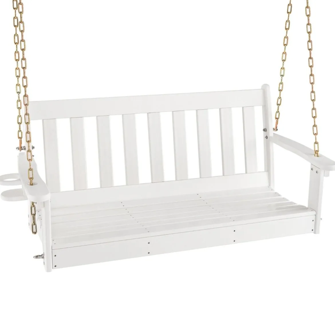 137 cm lange Hängeschaukel aus HDPE mit verstecktem Getränkehalter & verstellbaren Sicherheitsketten mit 320 Kg Tragkraft