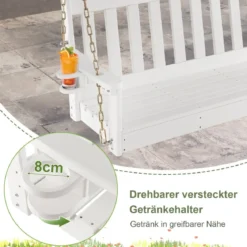 137 cm lange Hängeschaukel aus HDPE mit verstecktem Getränkehalter & verstellbaren Sicherheitsketten mit 320 Kg Tragkraft