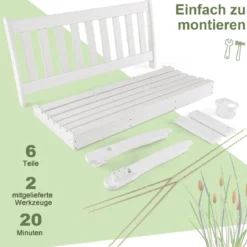 137 cm lange Hängeschaukel aus HDPE mit verstecktem Getränkehalter & verstellbaren Sicherheitsketten mit 320 Kg Tragkraft