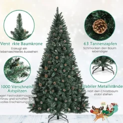 180 cm Langer Künstlicher Weihnachtsbaum Verschneiter Festtagsbaum mit 1000 Zweigspitzen
