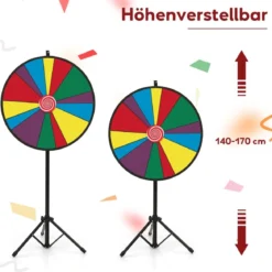 76 cm langes Gewinnspielrad höhenverstellbares Lotterierad mit Ständer beschreibbares Glücksrad