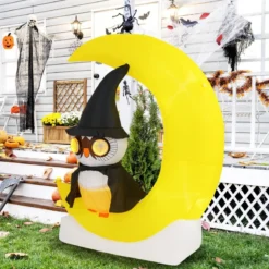 155CM LED Aufblasbarer Eulen auf dem Mond Stehend Schreckliche Halloween Dekoration