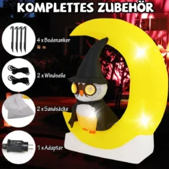155CM LED Aufblasbarer Eulen auf dem Mond Stehend Schreckliche Halloween Dekoration