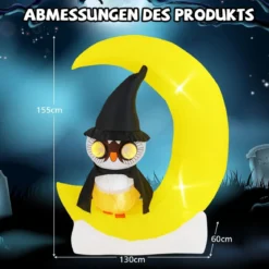 155CM LED Aufblasbarer Eulen auf dem Mond Stehend Schreckliche Halloween Dekoration
