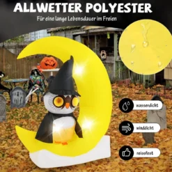 155CM LED Aufblasbarer Eulen auf dem Mond Stehend Schreckliche Halloween Dekoration