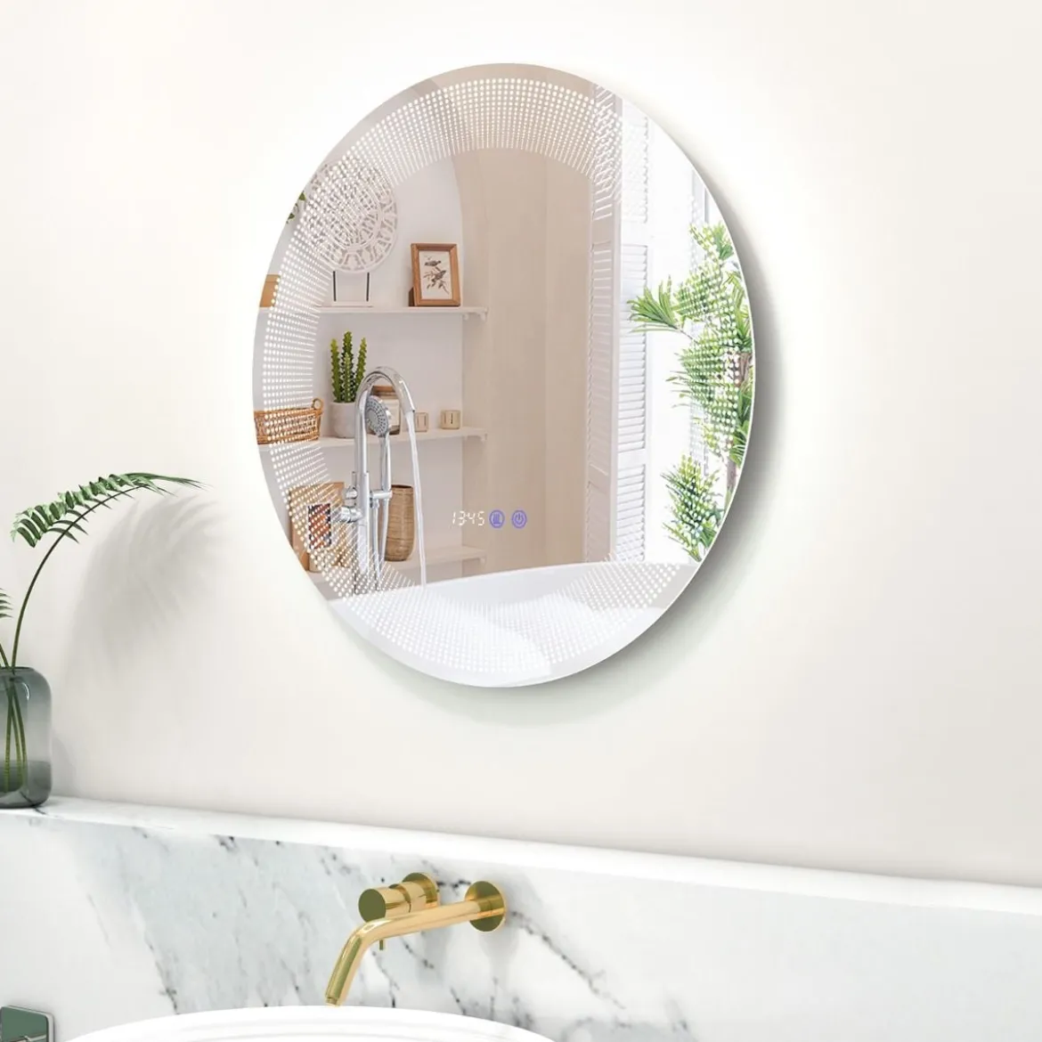 Ø 60 cm LED-Badezimmerspiegel mit 3-farbigen Lichtern & Touch-Schalter Kosmetikspiegel