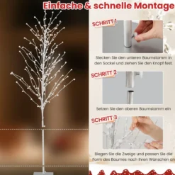 186 cm LED Lichterbaum Birkenbaum mit warmweißen LED-Leuchten künstlicher Weihnachtsbaum