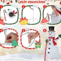150 cm LED Schneemann Weihnachtsdeko mit LED-Lichtern & Erdspießen Witterungsbeständig