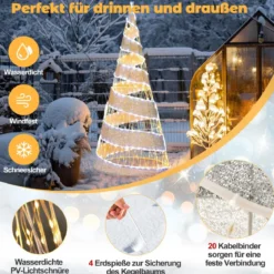 155 cm LED Weihnachtsbaum Kegelform mit Lichterkette & 300 Warmweißen & 250 Kaltweißen LEDs