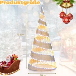 155 cm LED Weihnachtsbaum Kegelform mit Lichterkette & 300 Warmweißen & 250 Kaltweißen LEDs