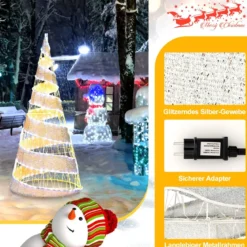 155 cm LED Weihnachtsbaum Kegelform mit Lichterkette & 300 Warmweißen & 250 Kaltweißen LEDs
