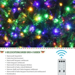 180 cm LED Weihnachtsbaum mit 9 Beleuchtungsmodi Künstlicher Tannenbaum Grün