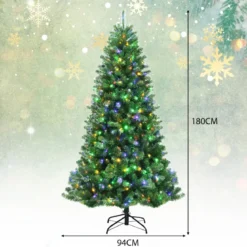 180 cm LED Weihnachtsbaum mit 9 Beleuchtungsmodi Künstlicher Tannenbaum Grün